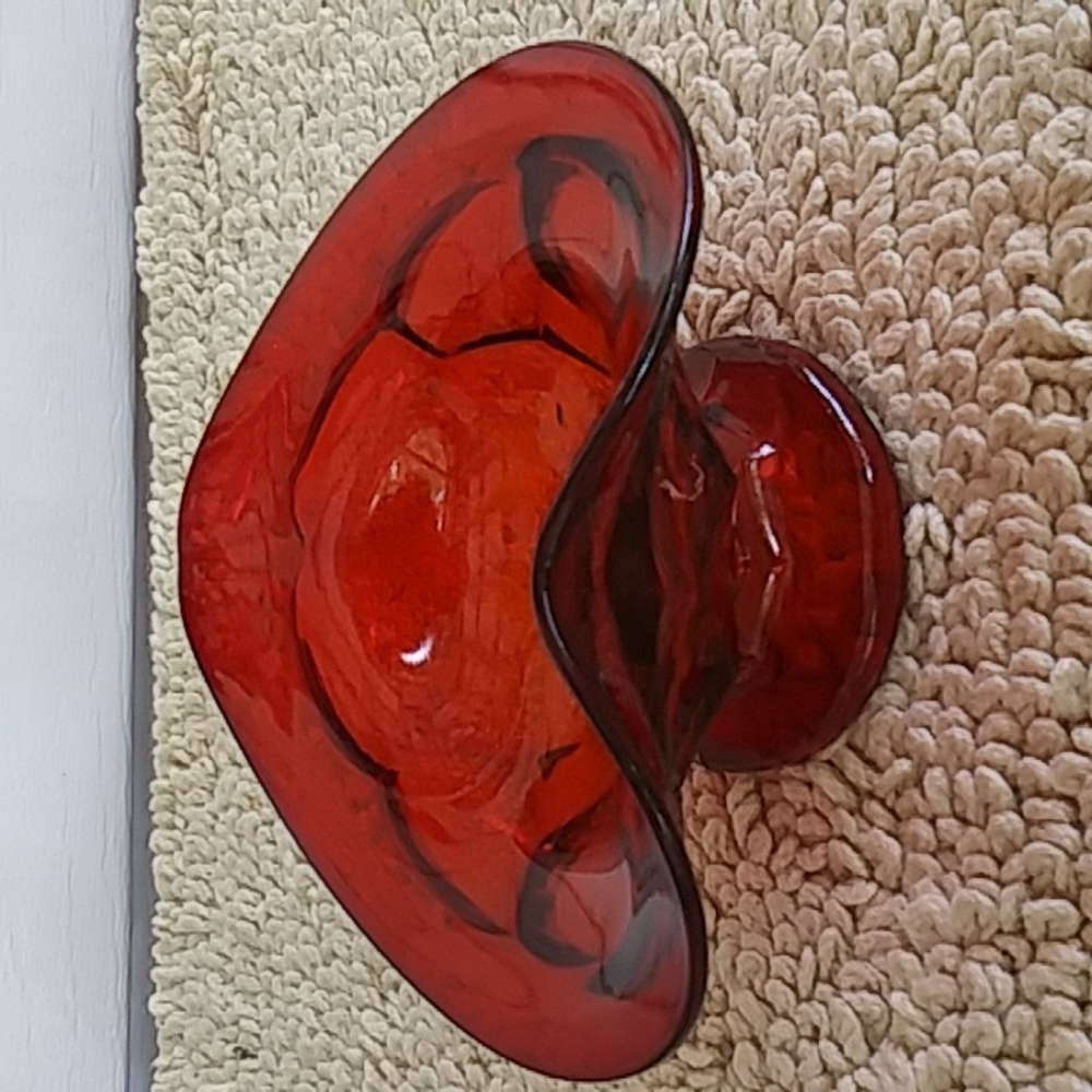 Fenton Ruby Red Bon Bon Small Compote Dish Vintage Glass